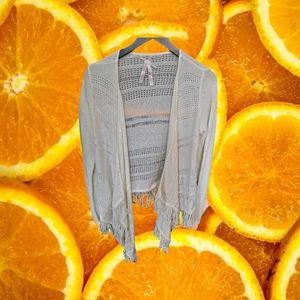 Derek Heart Loose Knit‎ White Sweater with Fringe Size Large